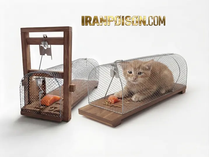 گربه در داخل تله فنری